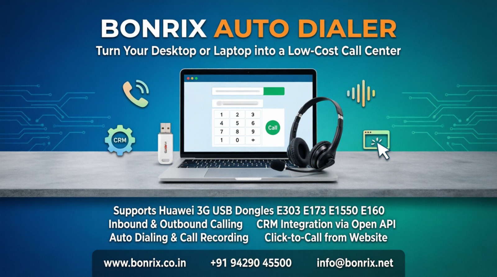 Bonrix Low-Cost Desktop & Laptop Auto Dialer — Turn Your PC into an Inbound/Outbound Calling Workstation